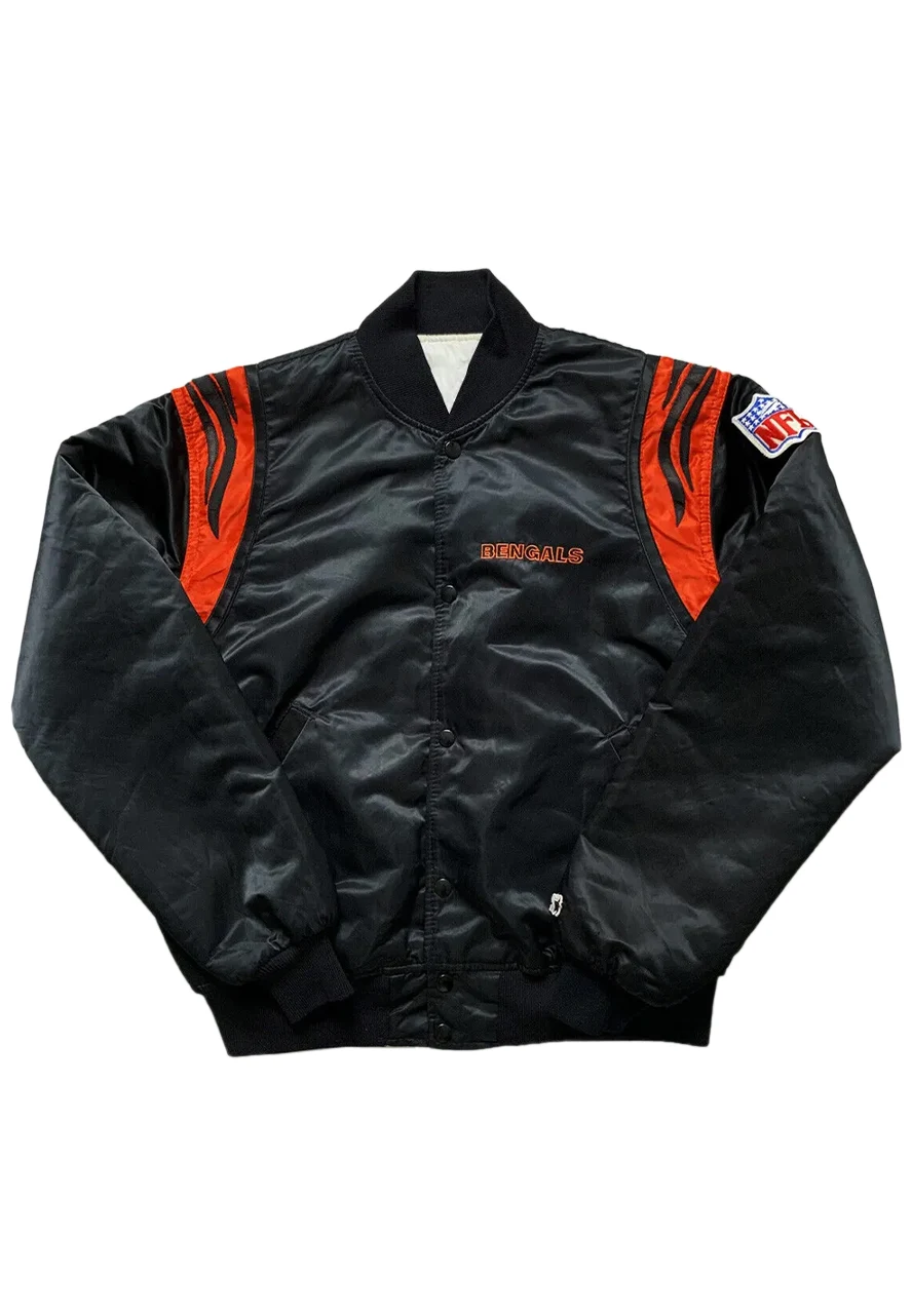 NFL Cincinnati Bengals Black and White Satin Jacket 5 nfl-cincinnati-bengals-black-jacket