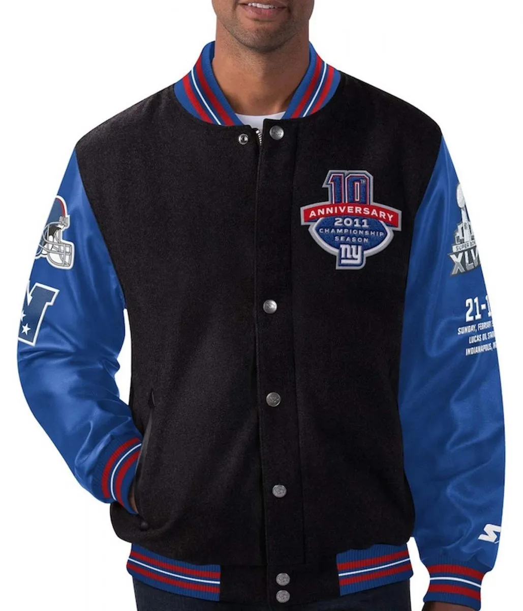 NY Giants Super Bowl XLVI Black and Blue Jacket 3 ny-giants-jacket