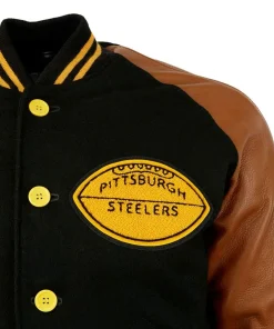 1955 Pittsburgh Steelers Brown and Black Jacket 7 pittsburgh-steelers-1955-bomber-varsity-jacket