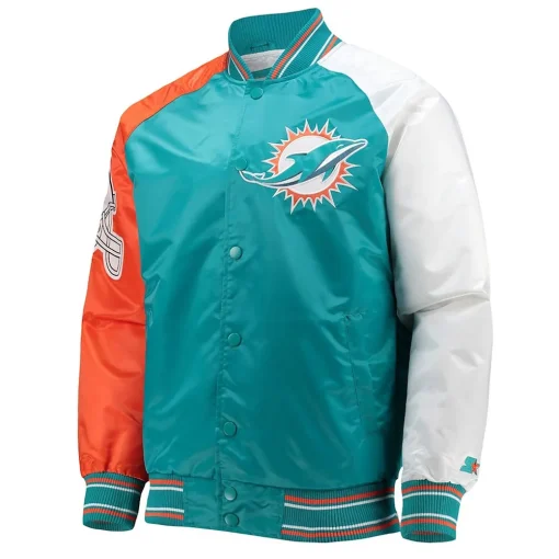 the-reliever-miami-dolphins-aqua-varsity-jacket