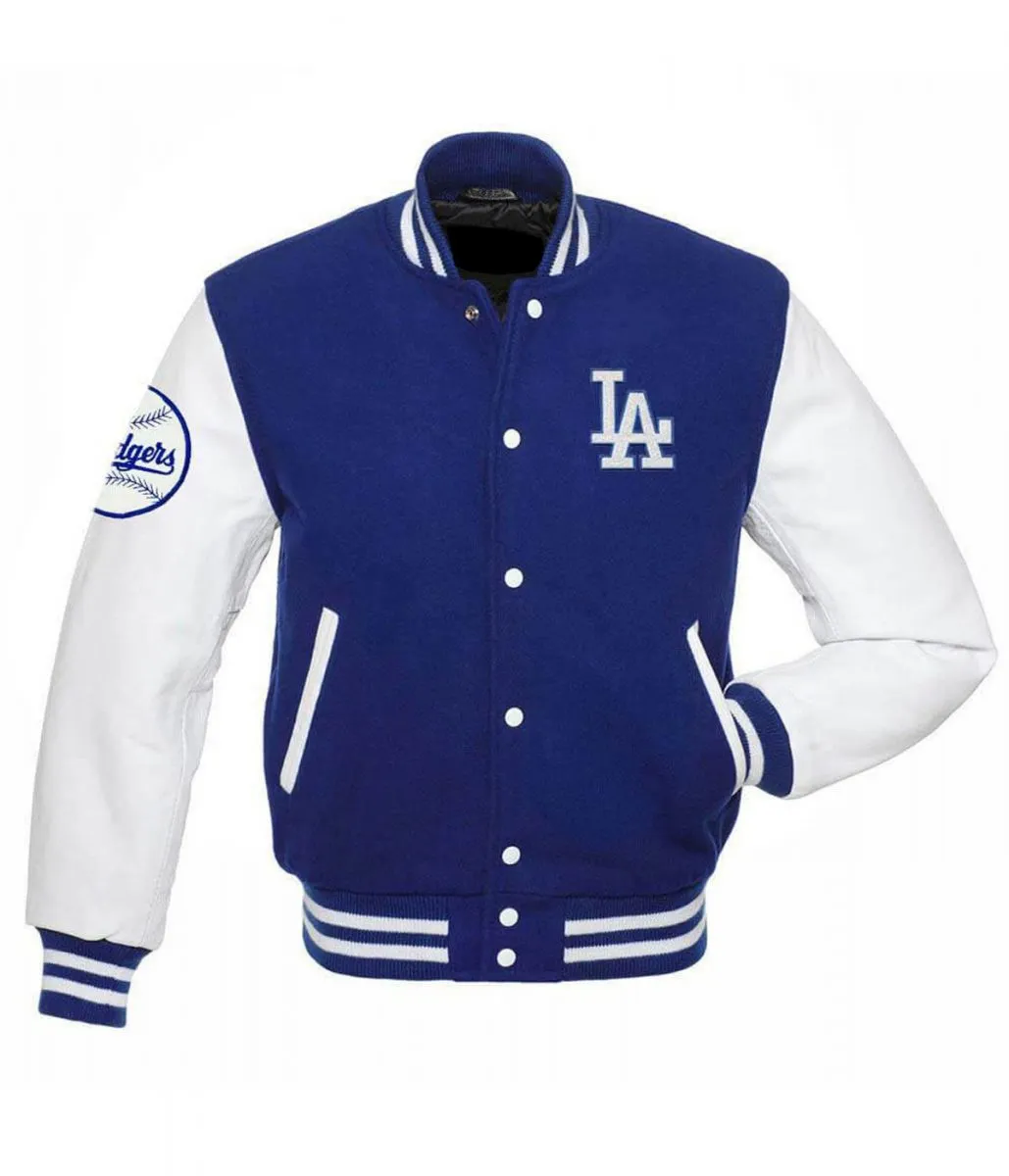 LA Dodgers Blue and White Letterman Jacket 1 la-dodgers-blue-and-white-letterman-jacket